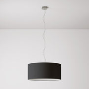 Lampada a sospensione con paralume in tessuto Cilindro Large - Made in Italy - Teletta Antracite No