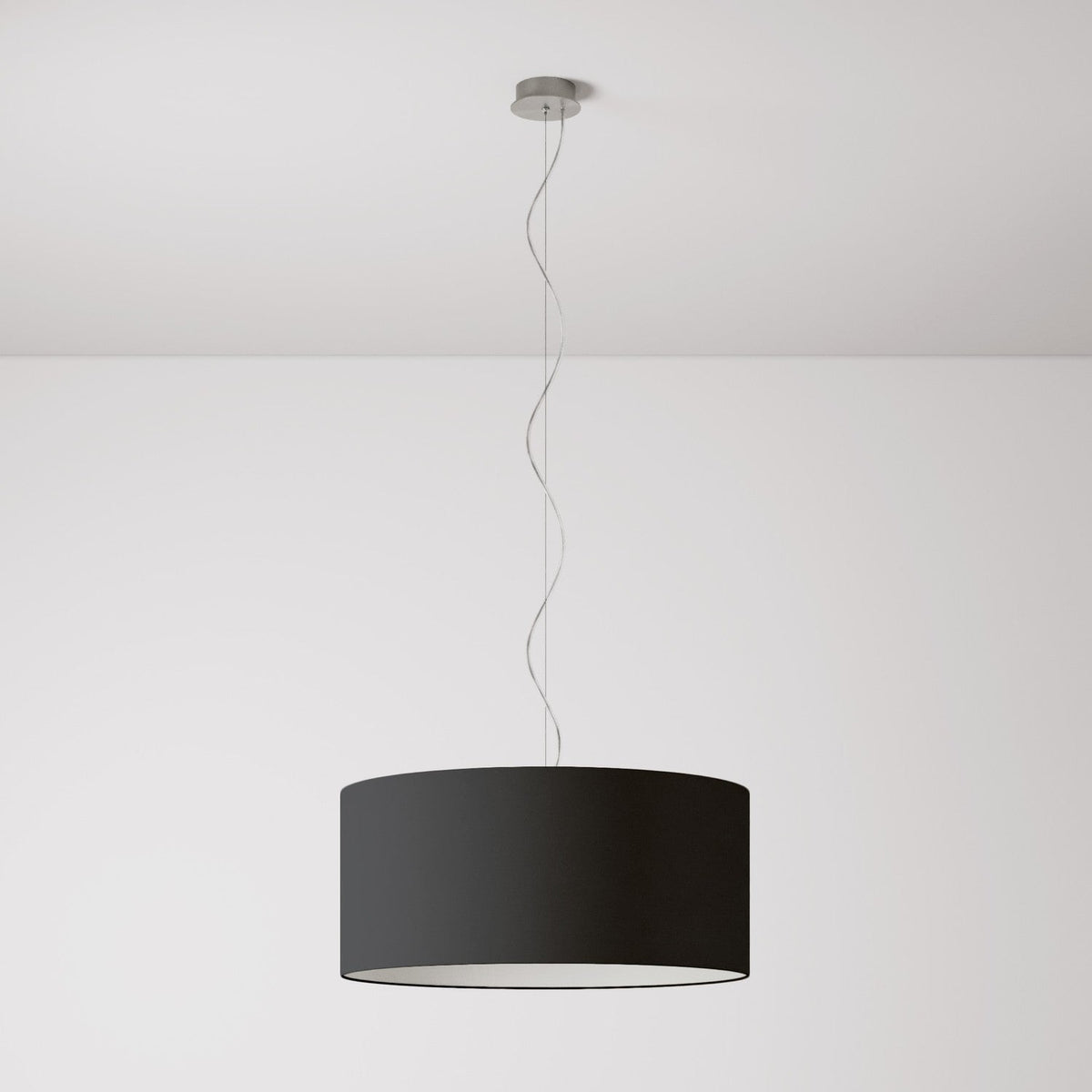 Lampada a sospensione con paralume in tessuto Cilindro Large - Made in Italy - Teletta Antracite No
