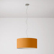 Lampada a sospensione con paralume in tessuto Cilindro Large - Made in Italy - Teletta Mandarino No