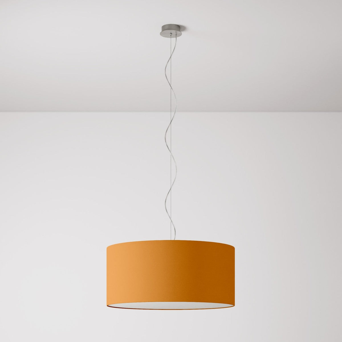 Lampada a sospensione con paralume in tessuto Cilindro Large - Made in Italy - Teletta Mandarino Si