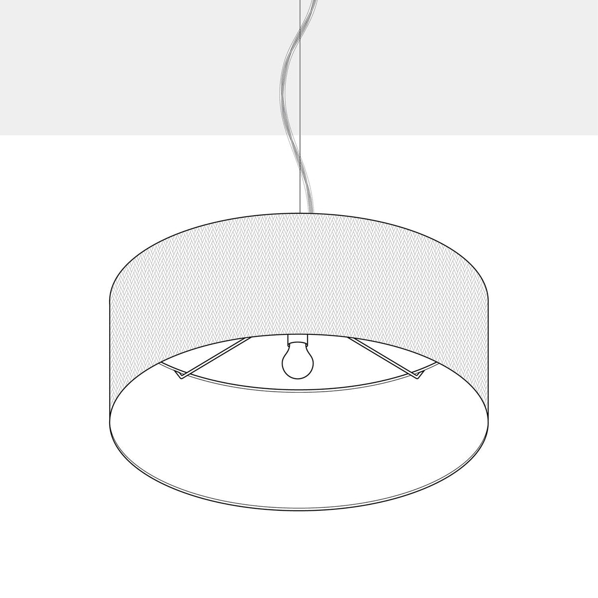 Lampada a sospensione con paralume in tessuto Cilindro Large - Made in Italy - Teletta Verde Dubbio No