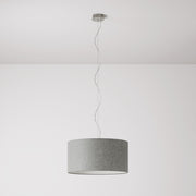 Lampada a sospensione con paralume in tessuto Cilindro Medium Camelot grigio chiaro - Made in Italy No