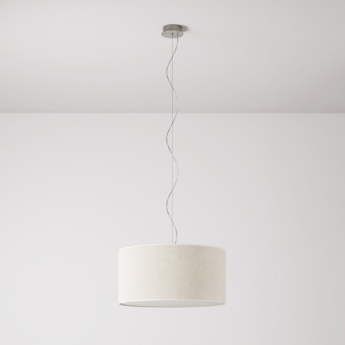 Lampada a sospensione con paralume in tessuto Cilindro Medium Juta chiara - Made in Italy Si