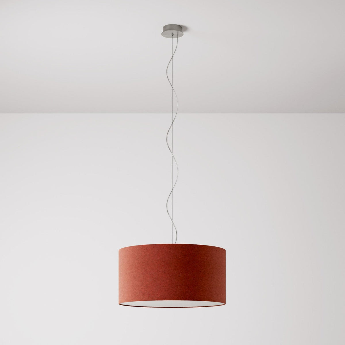 Lampada a sospensione con paralume in tessuto Cilindro Medium - Made in Italy - Lana Aragosta Si