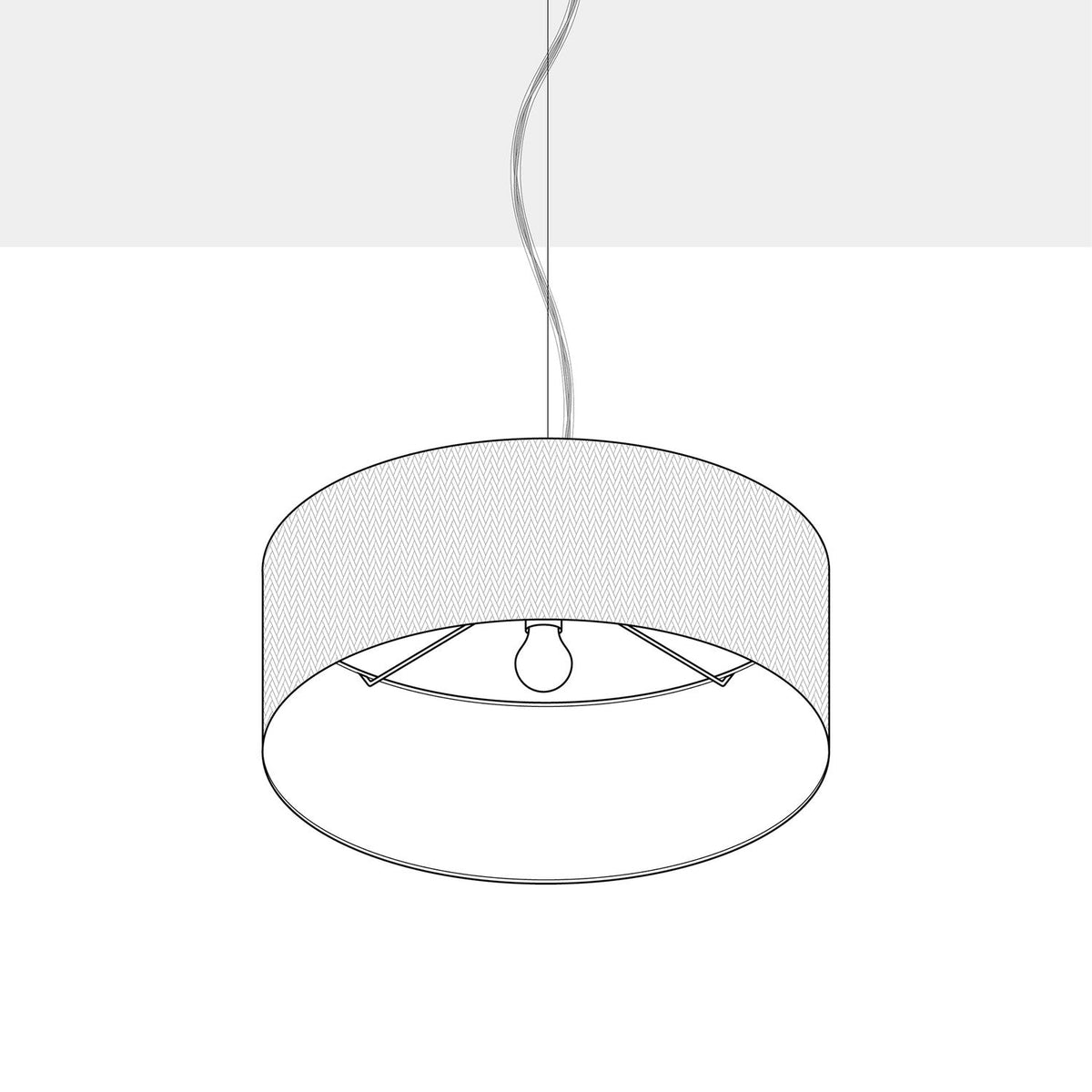 Lampada a sospensione con paralume in tessuto Cilindro Medium - Made in Italy - Nero/Oro No