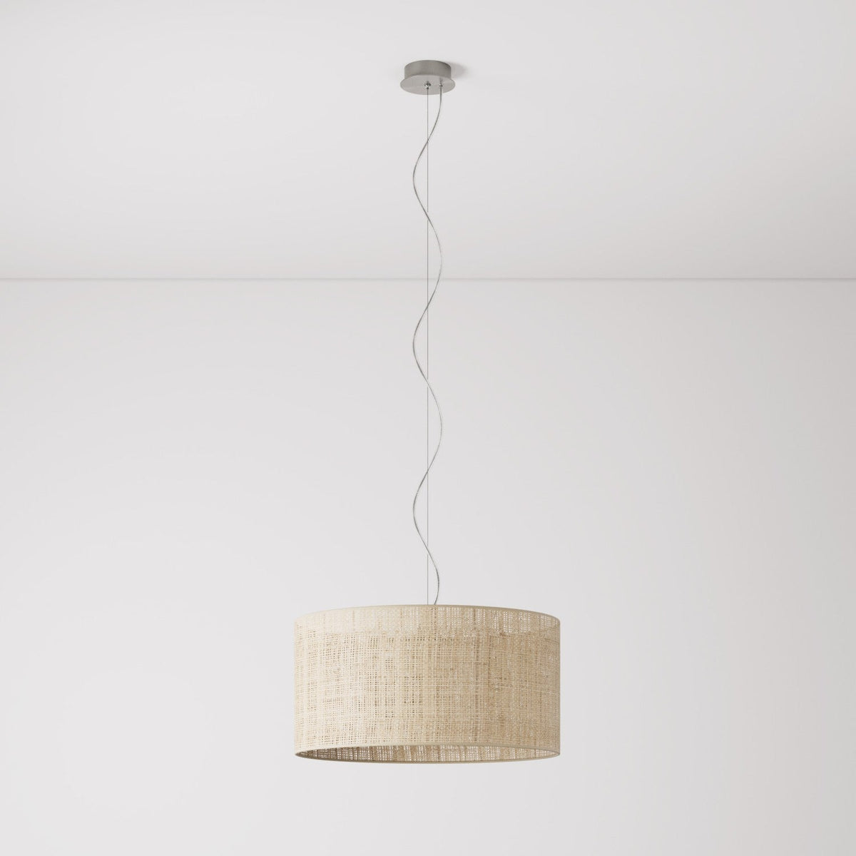 Lampada a sospensione con paralume in tessuto Cilindro Medium - Made in Italy - Raphia No