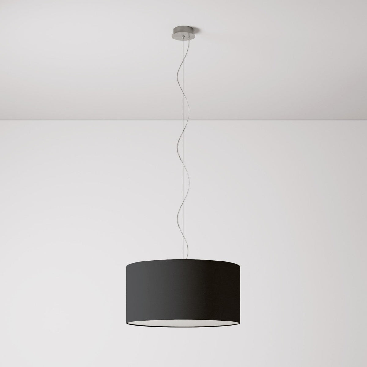 Lampada a sospensione con paralume in tessuto Cilindro Medium - Made in Italy - Teletta Antracite Si