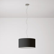 Lampada a sospensione con paralume in tessuto Cilindro Medium - Made in Italy - Teletta Antracite No