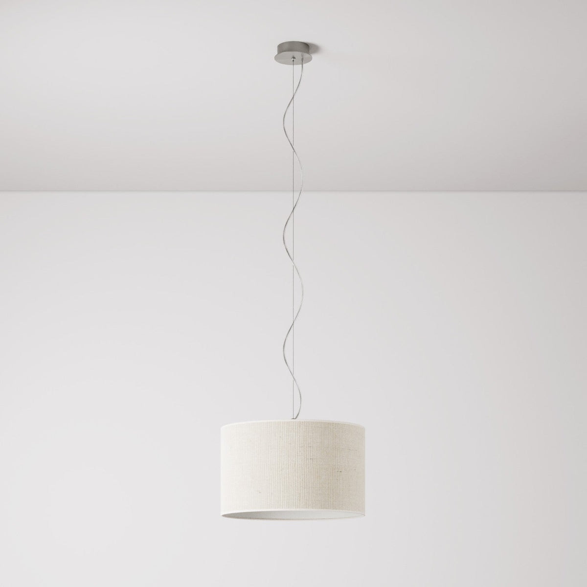 Lampada a sospensione con paralume in tessuto Cilindro Small Juta chiara - Made in Italy No