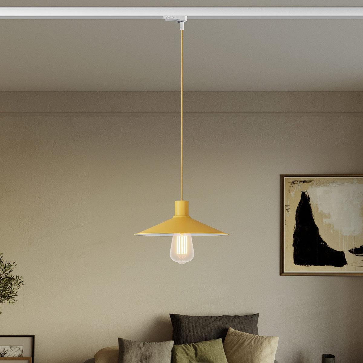 Lampada a sospensione con paralume Swing Pastel per sistemi a binari - Mostarda