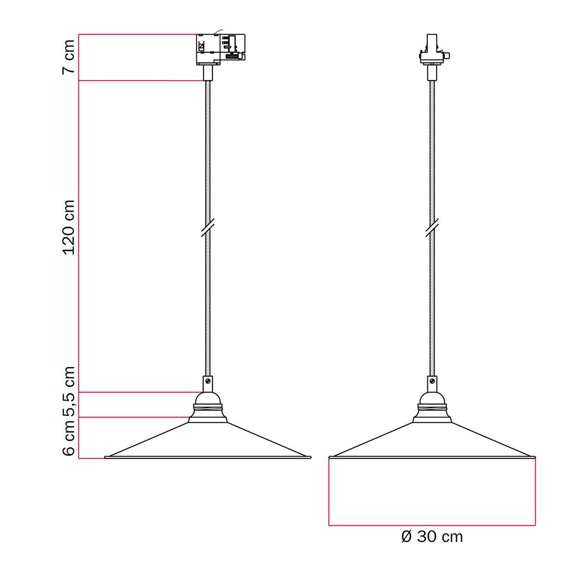 Lampada a sospensione con paralume Swing per binari - Ottone