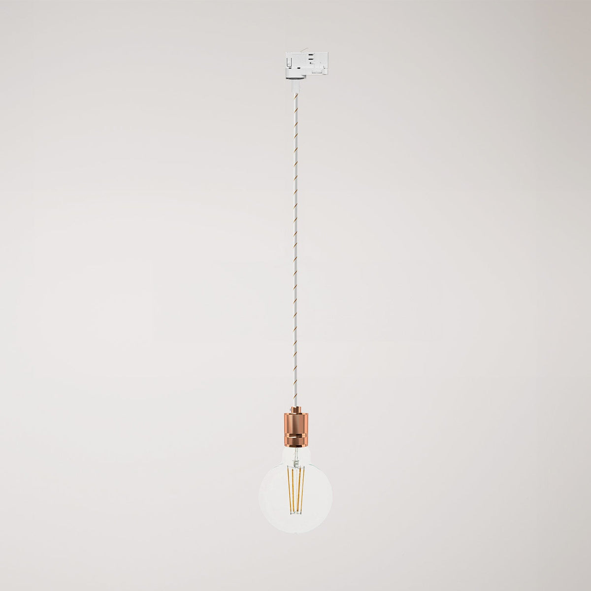 Lampada a sospensione con portalampada in alluminio zigrinato per binari - Rame