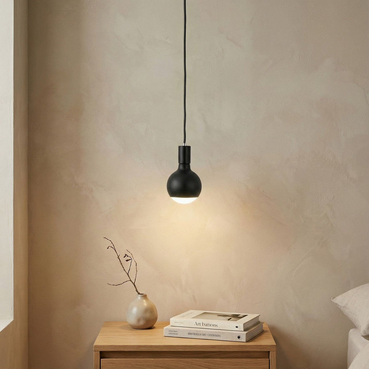 Lampada a sospensione Filotto Metallico con lampadina Lucia - Nero