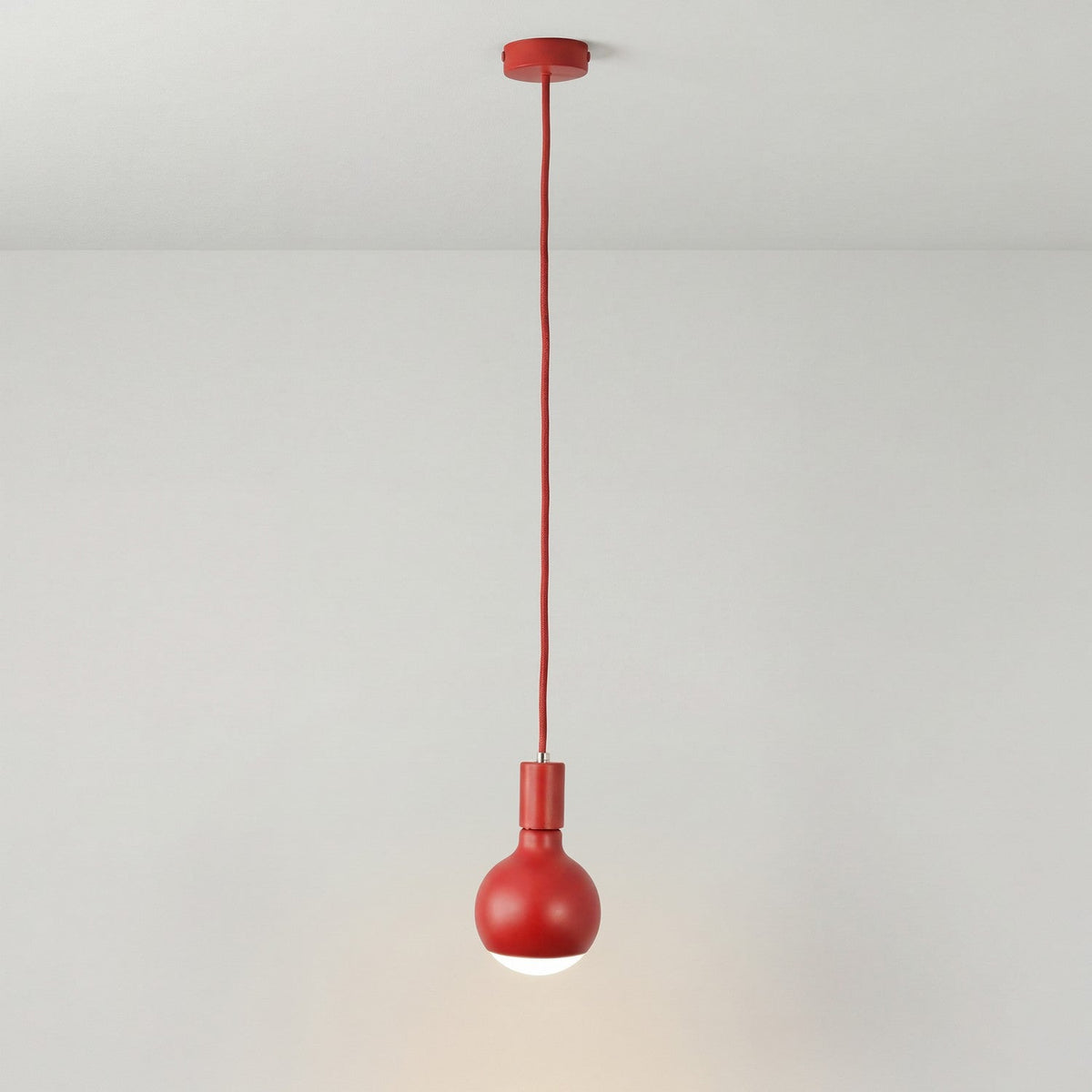 Lampada a sospensione Filotto Metallico con lampadina Lucia - Rosso