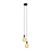 Lampada a sospensione multipla a 2 cadute con finiture in metallo - Nero