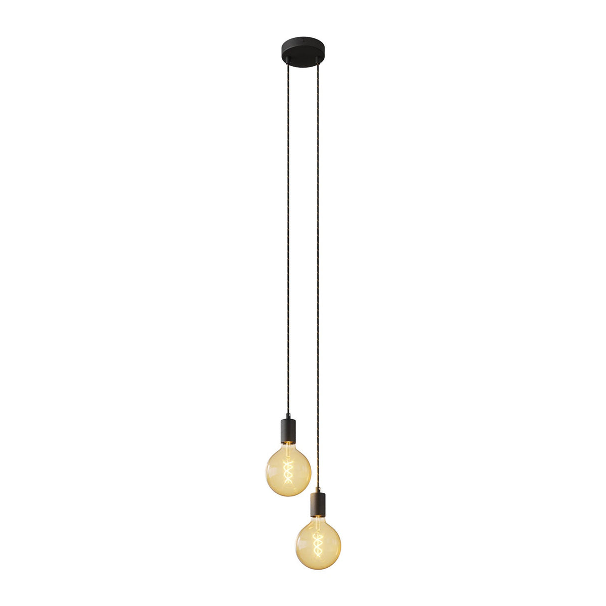 Lampada a sospensione multipla a 2 cadute con finiture in metallo - Nero