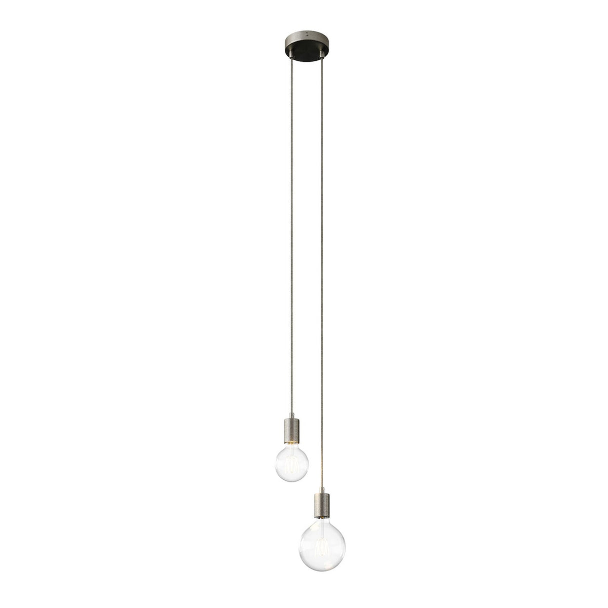 Lampada a sospensione multipla a 2 cadute con finiture in metallo - Titanio satinato