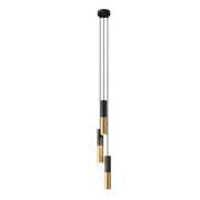 Lampada a sospensione multipla a 3 cadute con paralume in metallo Doppio Tub-E14 - Nero