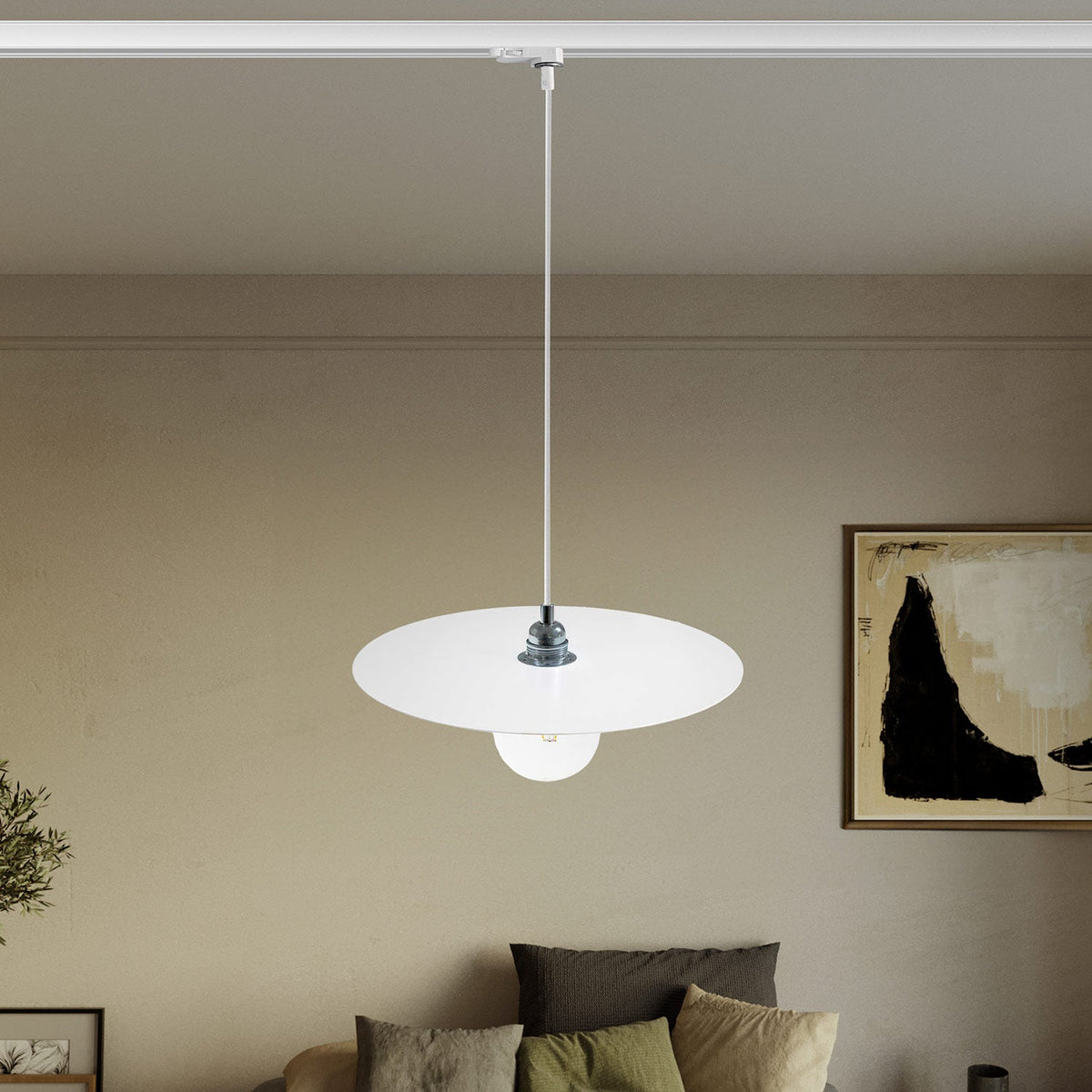 Lampada a sospensione per binari con paralume XL Ellepi - Bianco
