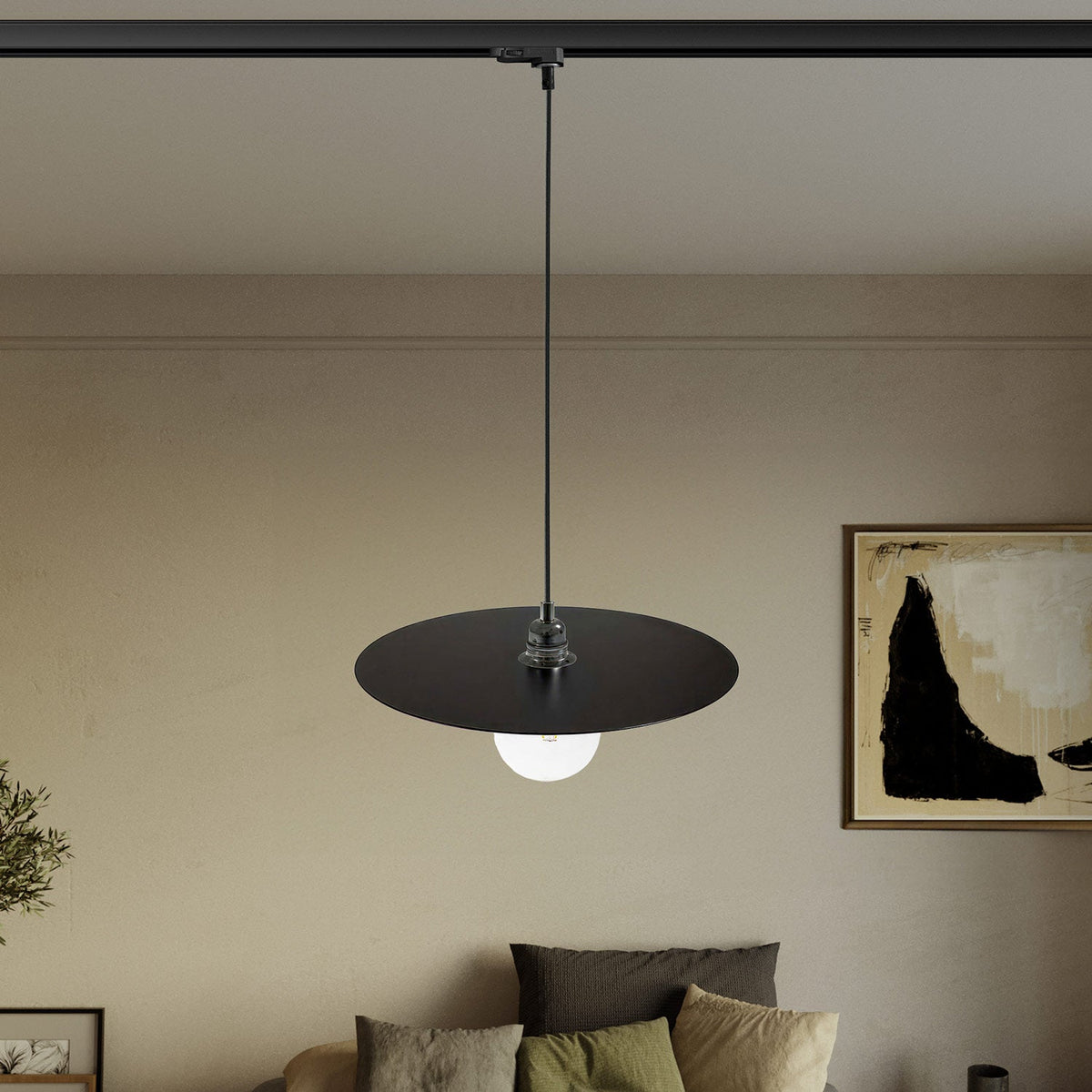 Lampada a sospensione per binari con paralume XL Ellepi - Nero