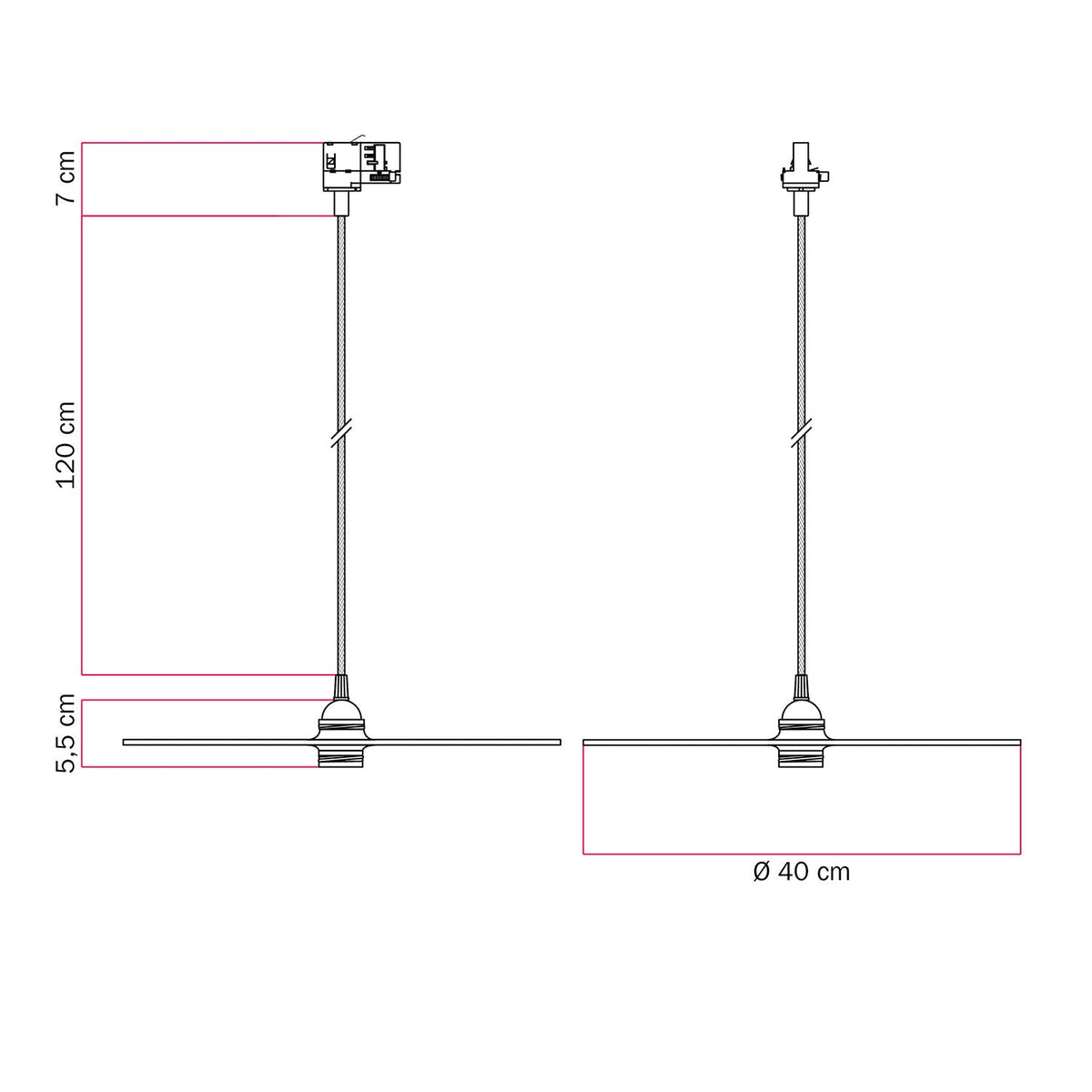 Lampada a sospensione per binari con paralume XL Ellepi - Rame