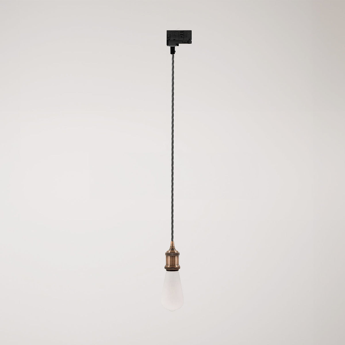 Lampada a sospensione vintage per binari con cavo trecciato - Rame satinato