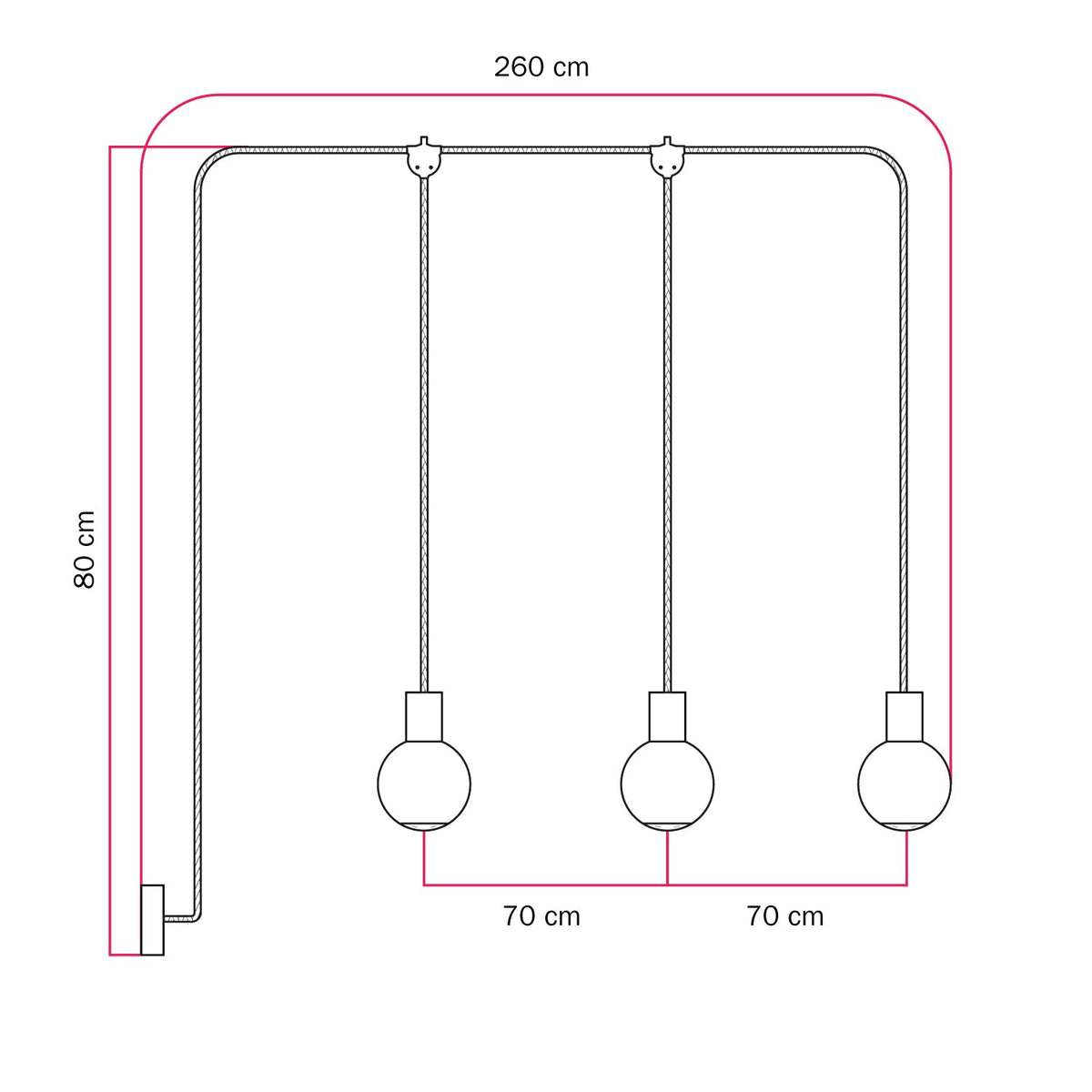 Lampada da esterno Modulair IP65 a 3 cadute con paralumi infrangibili Unbreak-a-Ball - Bianco
