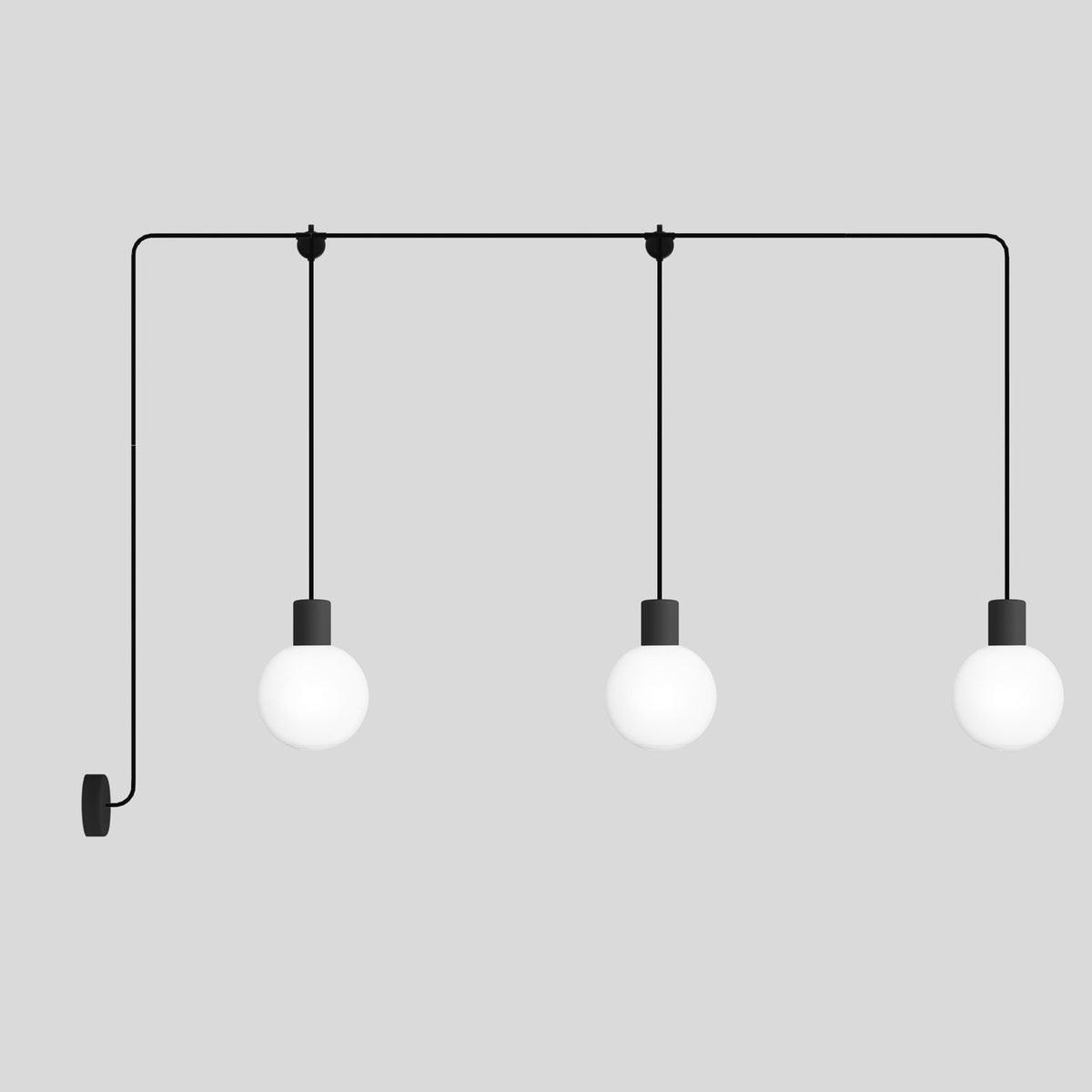 Lampada da esterno Modulair IP65 a 3 cadute con paralumi infrangibili Unbreak-a-Ball - Nero