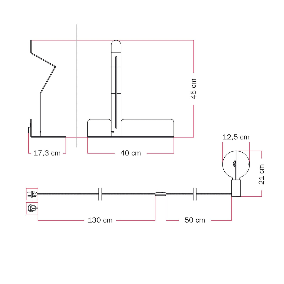 Lampada da parete con mensola e lampadina LED G125 verniciata - Murio Talia - Verde