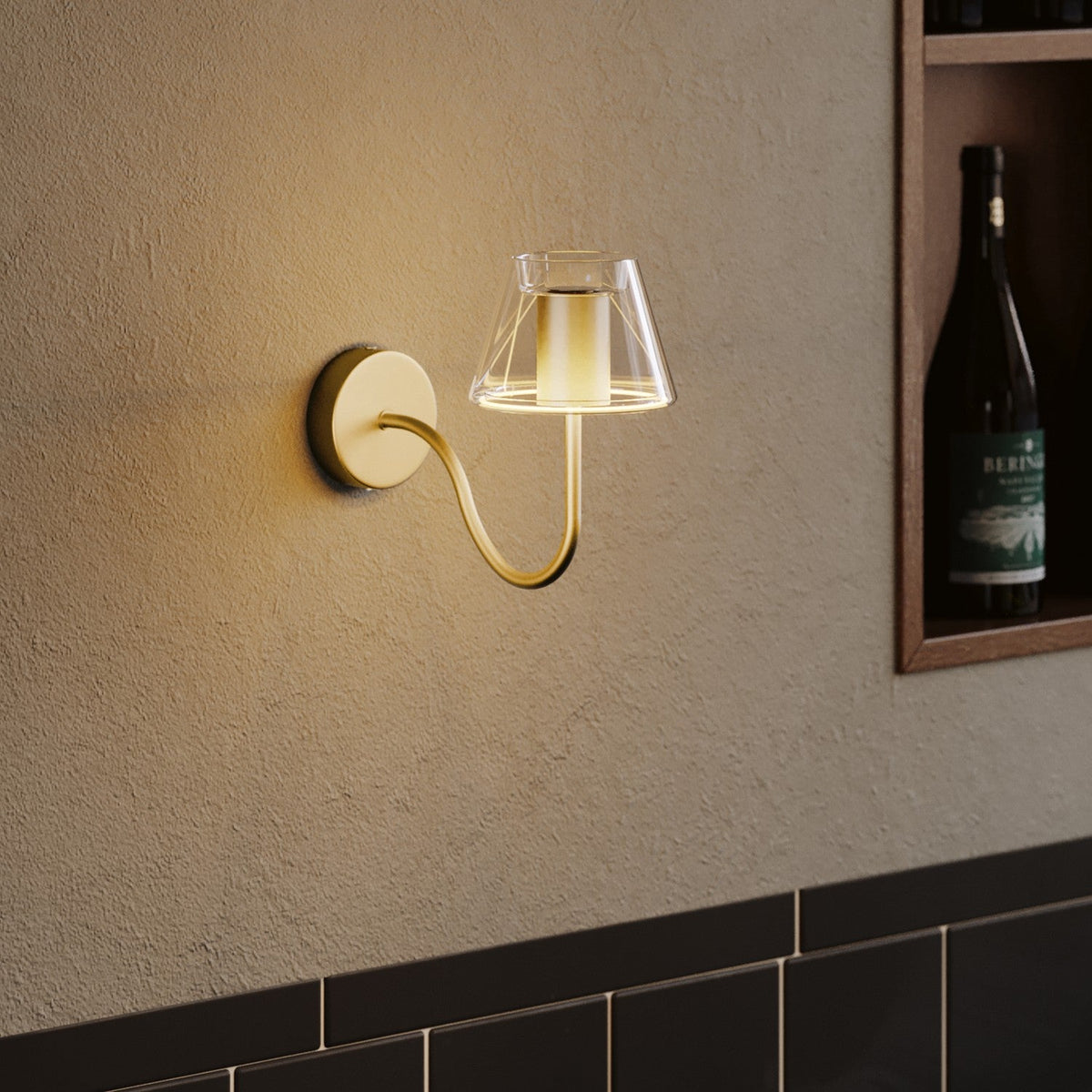 Lampada da parete Fermaluce G07 con estensione a S - Bronzo Satinato