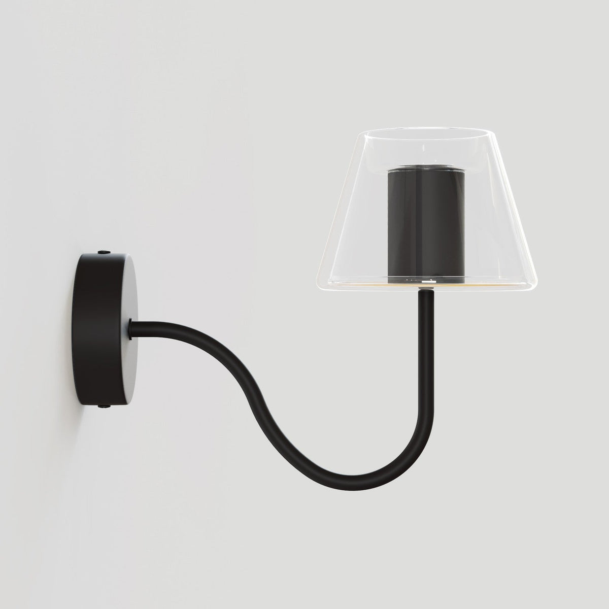 Lampada da parete Fermaluce G07 con estensione a S - Nero