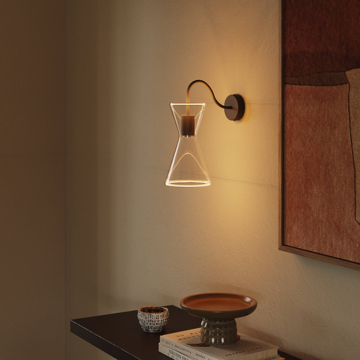 Lampada da parete Ghost Doppio cono con estensione a S - Nero