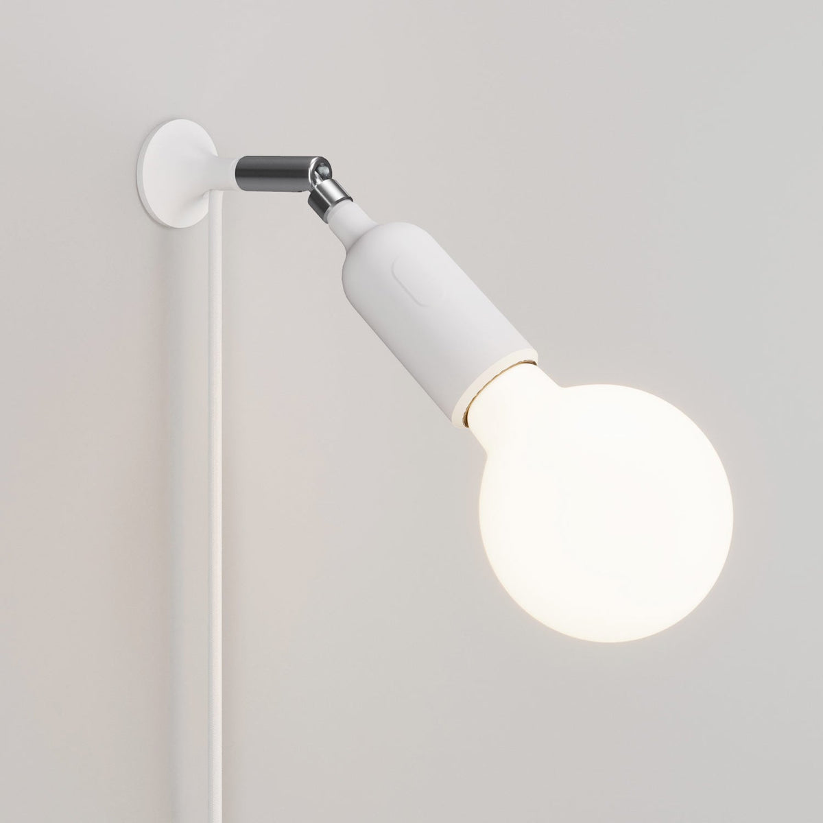 Lampada da parete MAG-Y con snodo e portalampada in silicone con interruttore - Bianco