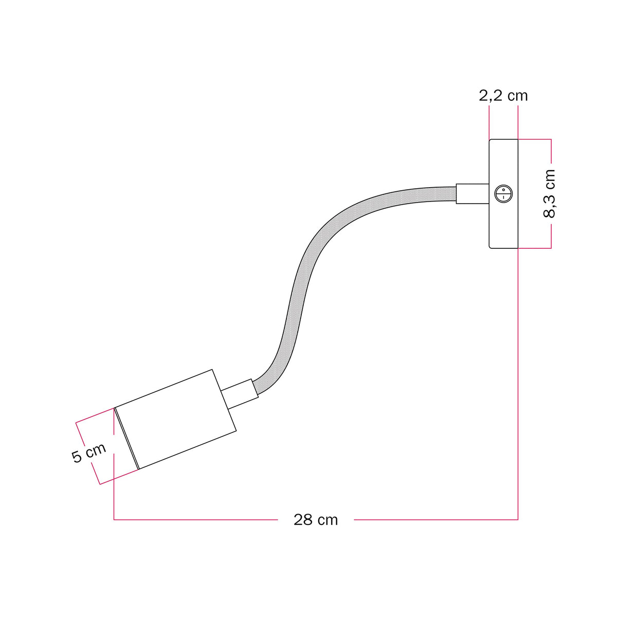 Lampada da parete o soffitto con faretto GU10 Bispot e braccio orientabile Flex 30 cm - Bianco opaco Si No