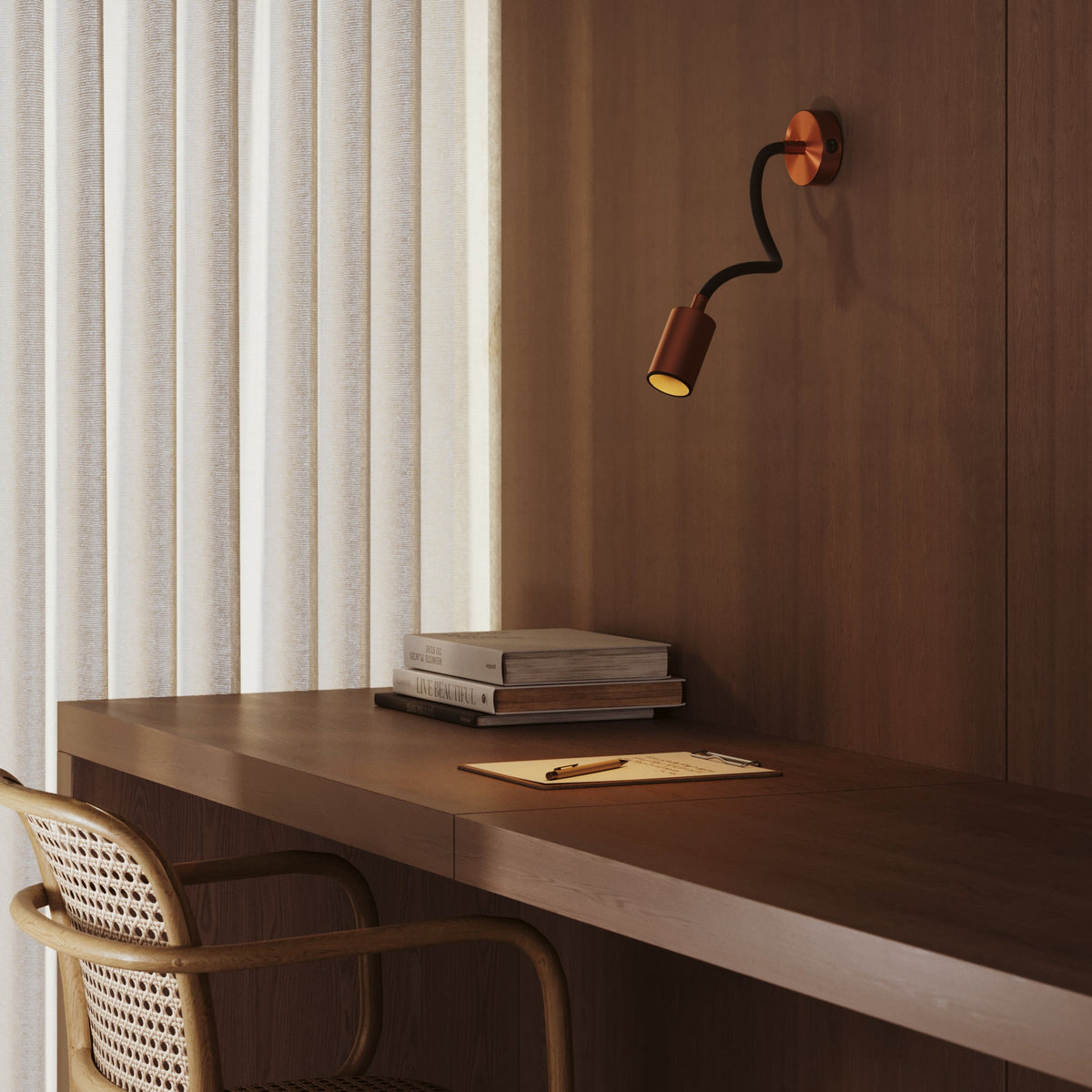 Lampada da parete o soffitto con faretto GU10 Bispot e braccio orientabile Flex 30 cm - Rame satinato / Nero Si Si