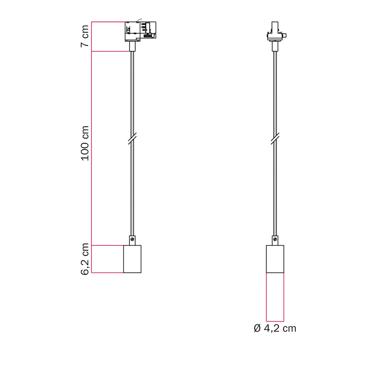 Lampada da soffitto in metallo per binari - Bianco
