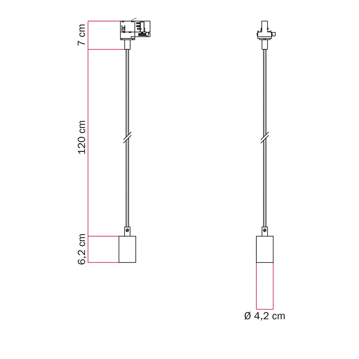 Lampada da soffitto in metallo per binari - Nero