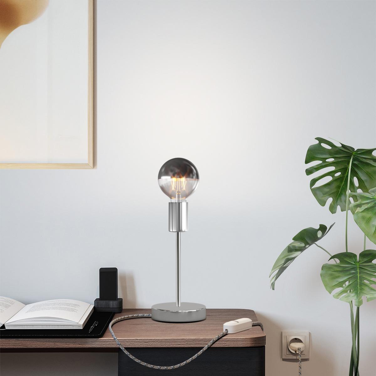 Lampada da tavolo Alzaluce Half Cup in metallo - Cromo Dimmer