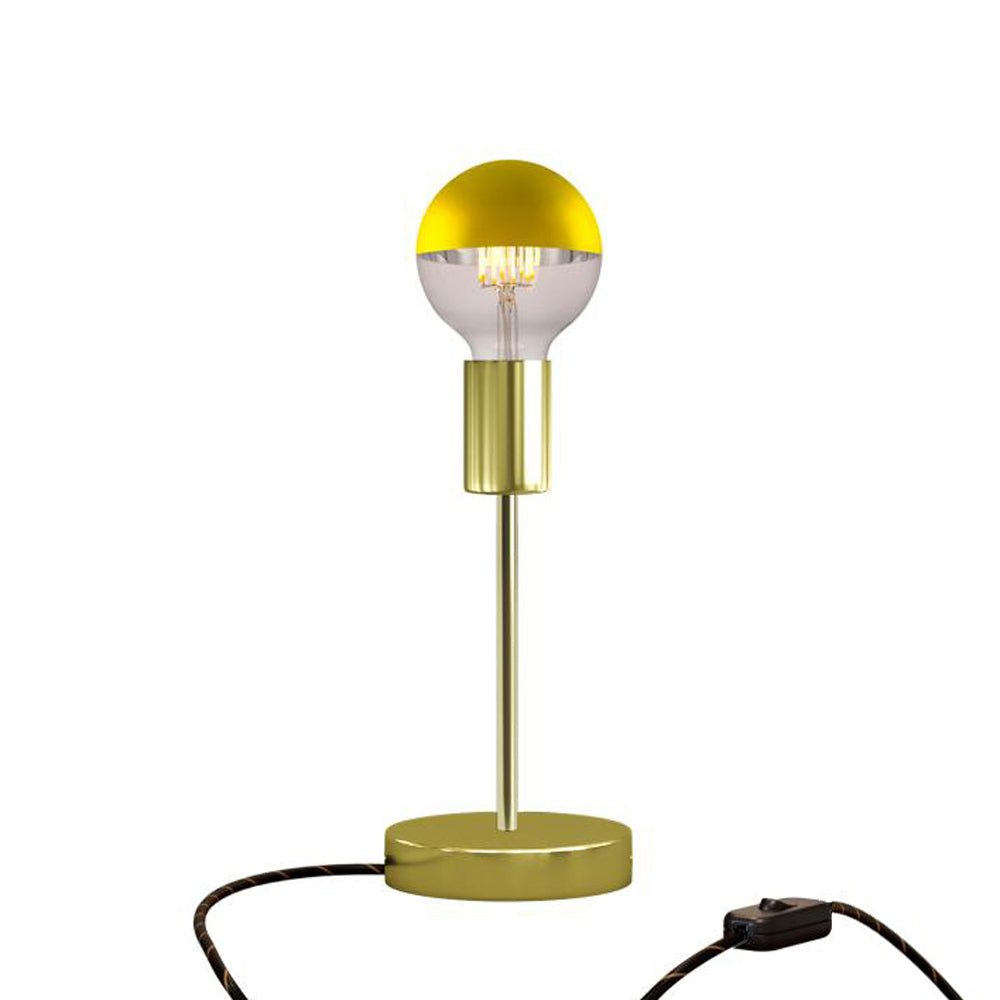 Lampada da tavolo Alzaluce Half Cup in metallo - Ottone Interruttore