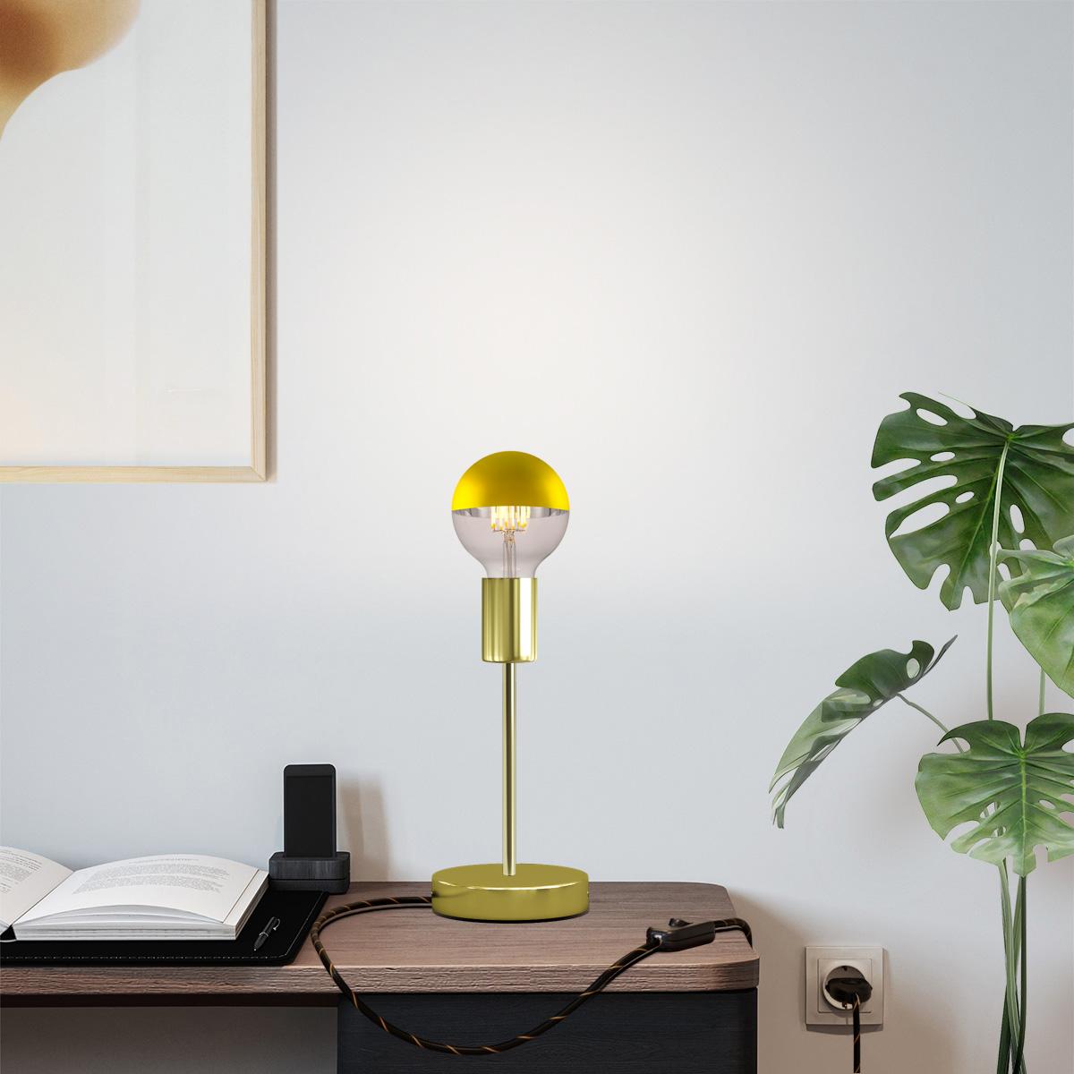 Lampada da tavolo Alzaluce Half Cup in metallo - Ottone Interruttore