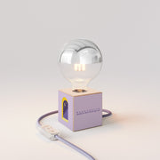 Lampada da tavolo Cubetto "Buonanotte fiorellino" con lampadina globo mezza sfera argento - Santomanifesto