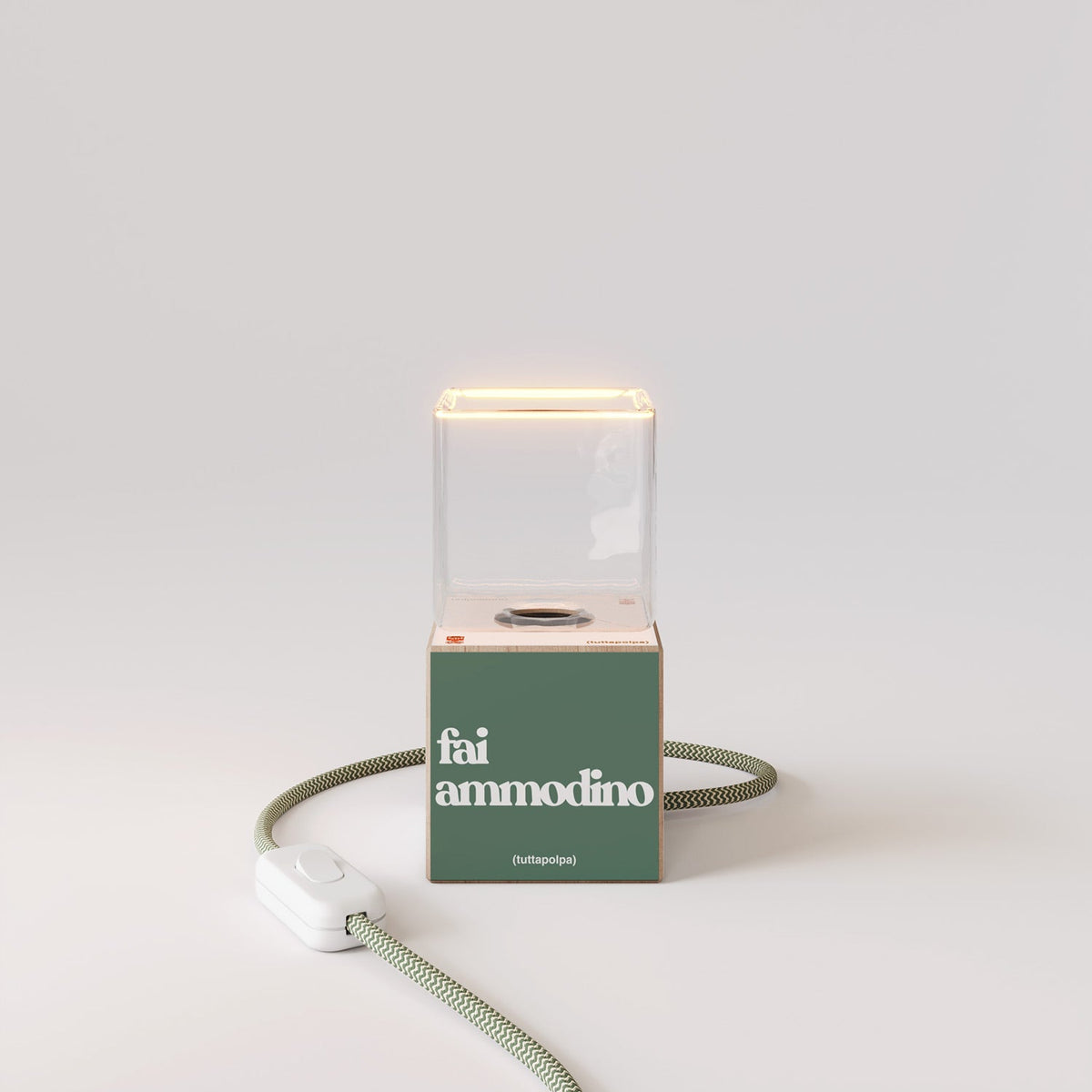 Lampada da tavolo Cubetto "Fai ammodino" con lampadina Ghost - Tuttapolpa