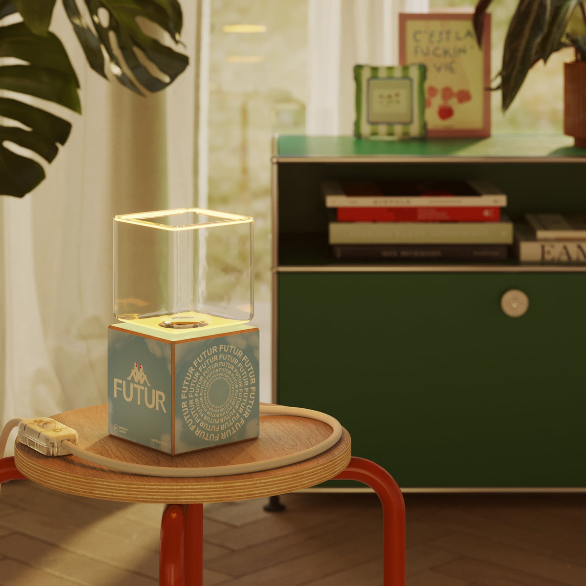 Lampada da tavolo Cubetto "Futur" con lampadina Ghost - Futur Festival