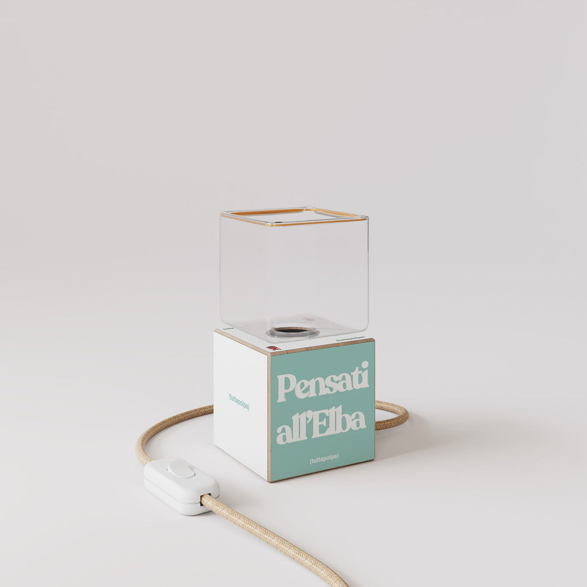 Lampada da tavolo Cubetto "Pensati all’Elba" con lampadina Ghost - Tuttapolpa