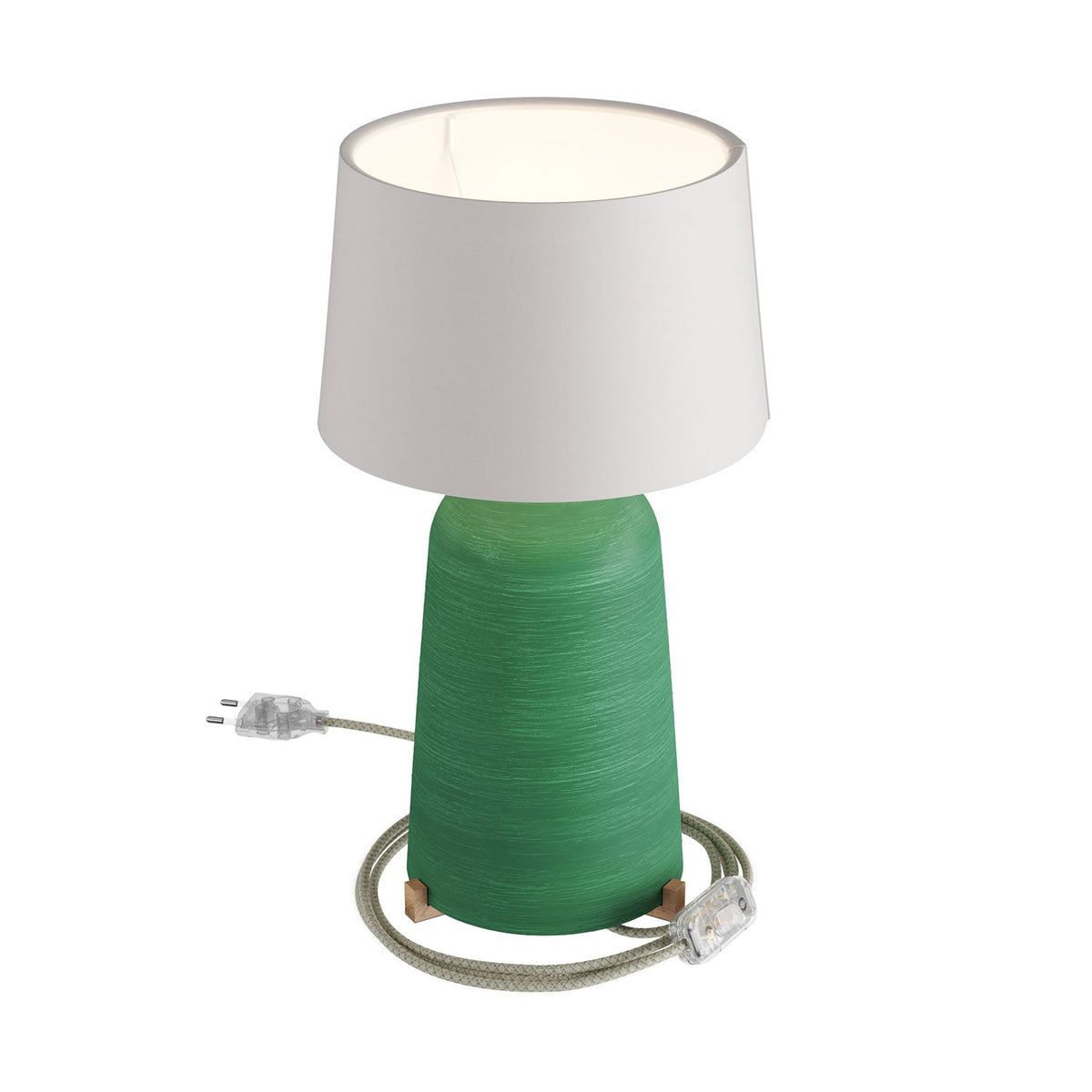Lampada da tavolo in ceramica Bottiglia con paralume Athena - Bianco