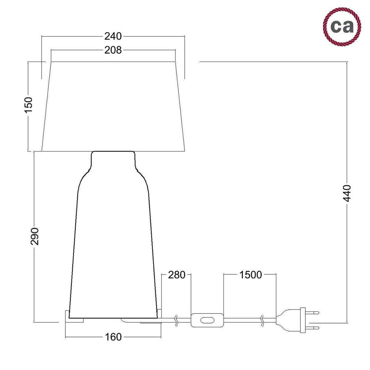 Lampada da tavolo in ceramica Bottiglia con paralume Athena - Juta naturale