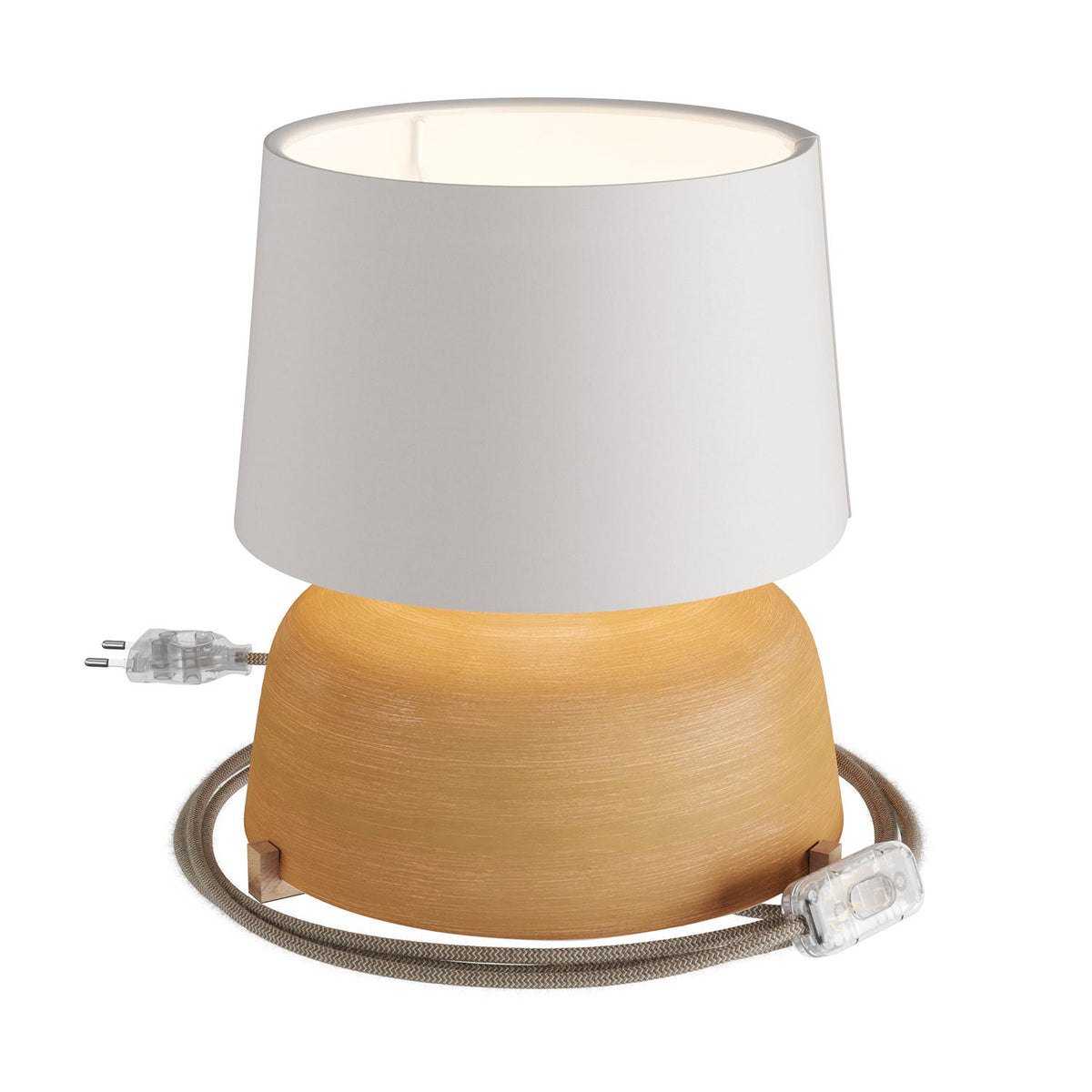 Lampada da tavolo in ceramica Coppa con paralume Athena - Bianco