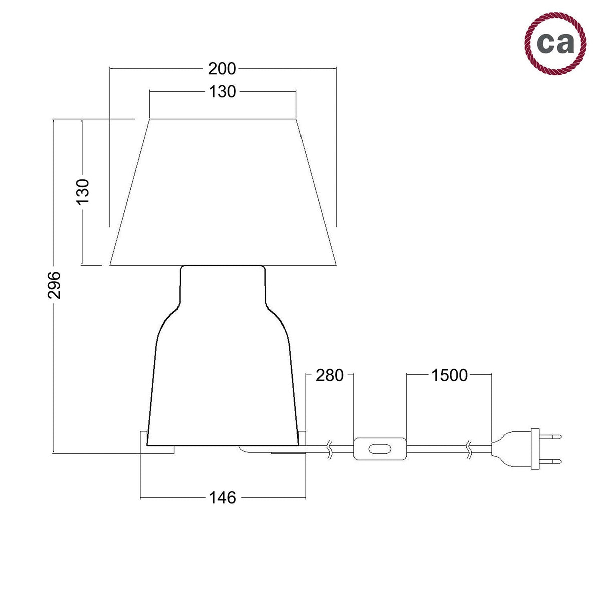 Lampada da tavolo in ceramica Vaso con paralume Impero - Nero