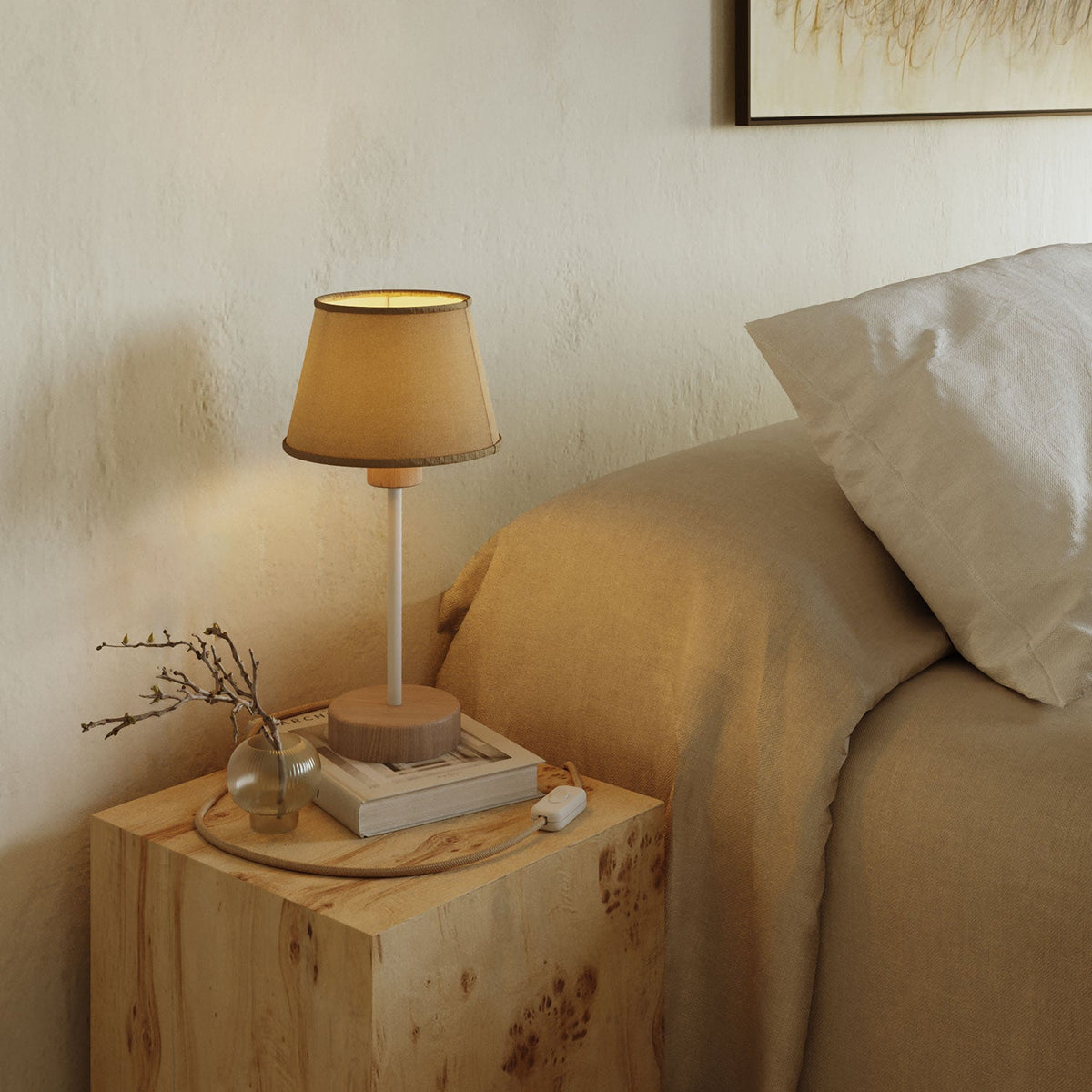 Lampada da tavolo in legno con predisposizione per paralume - Alzaluce Wood - Neutro
