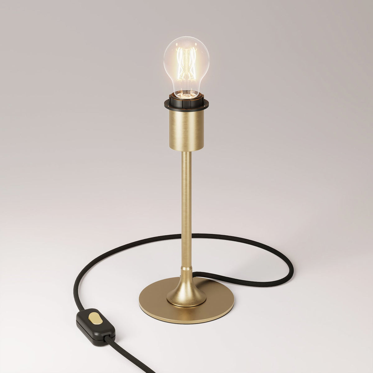 Lampada da tavolo MAG-Y con base metallica tonda e predisposizione per paralume - Bronzo satinato